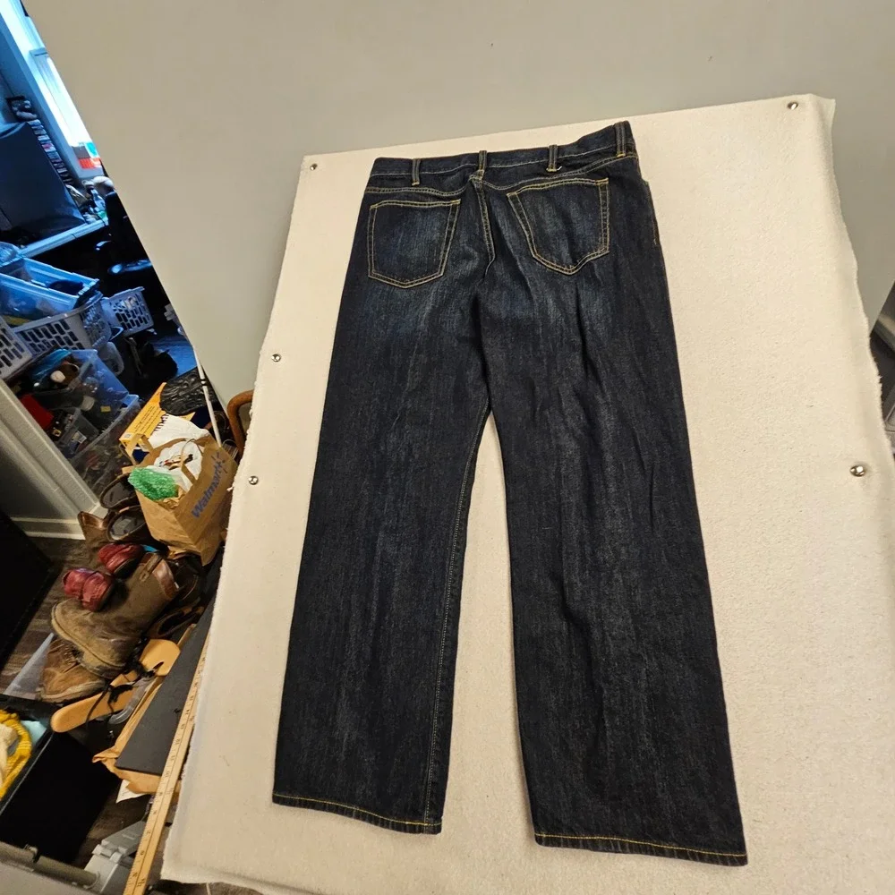 Old Navy Loose Fit Dark Wash Indigo Denim Jeans Mens 36x32 Baggy Wide Leg